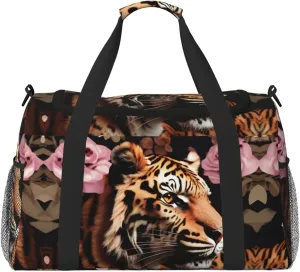animal Tiger Leopard Print Rose Flower print Weekender Overnight Carry On Bag Gym Luggage Bag Duffel Bag for Travel Women