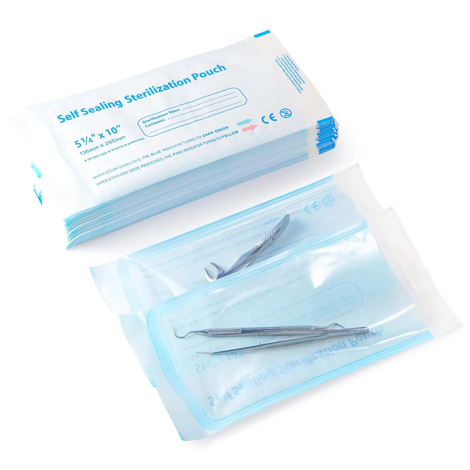 Annhua 200 PCS Sterilization Pouches Sterilization Bags 5.3 x 11 inch, Self-Sterilization Pouches Sterilizer Bags for Dentist Tools, Beauty Toolkits