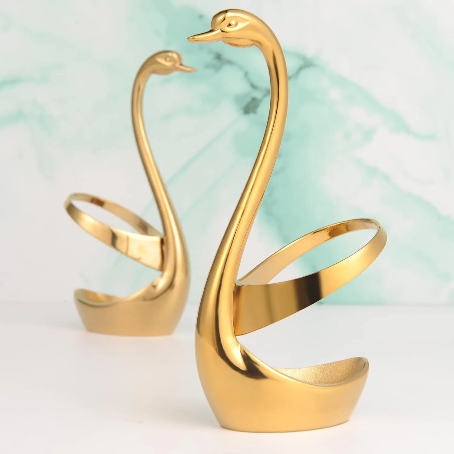 AnSaw Elegant Small Gold Swan Base Holder for Coffee Bar & Dining, Perfect for Wedding & Entertaining Table Decor