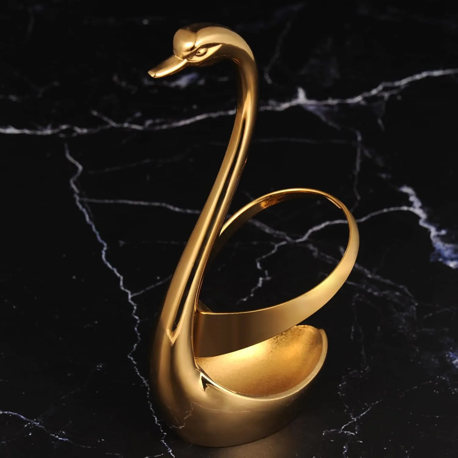 AnSaw Elegant Small Gold Swan Base Holder for Coffee Bar & Dining, Perfect for Wedding & Entertaining Table Decor