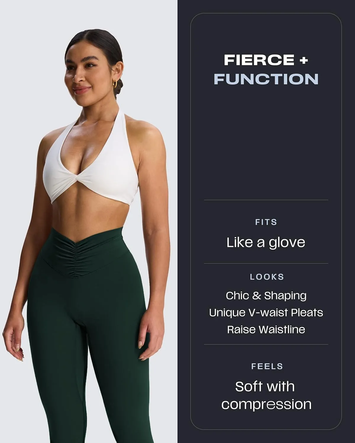 Aoxjox High Waisted Workout Leggings for Women Hidden Scrunch V Waist Front Illusion Ruched Athletic Yoga Pants 26"