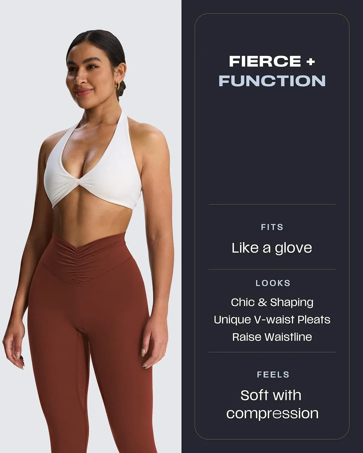 Aoxjox High Waisted Workout Leggings for Women Hidden Scrunch V Waist Front Illusion Ruched Athletic Yoga Pants 26"