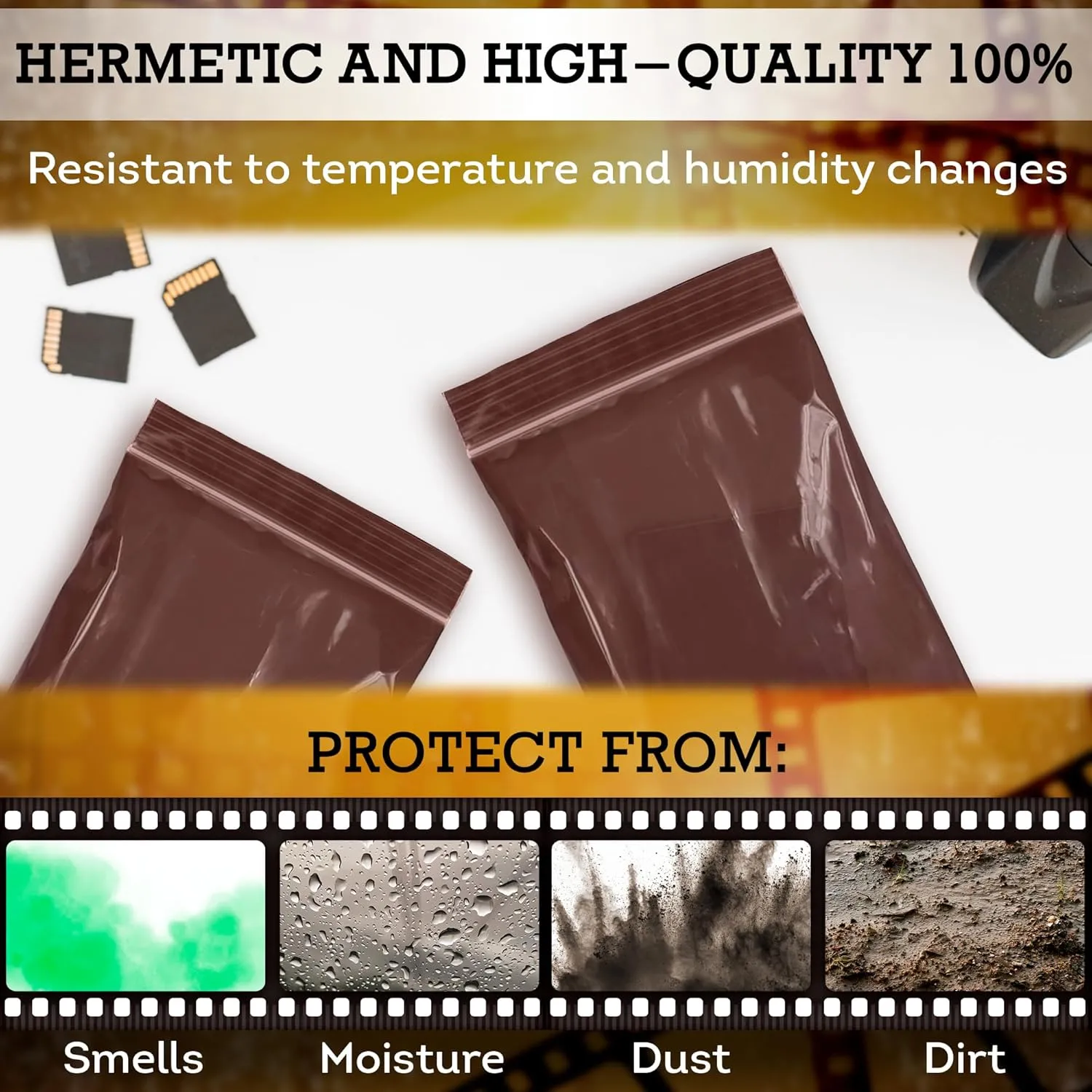 APQ Amber Zip Bags for Packaging, 6 x 8 inch. Pack of 100 Plastic Zip Baggies 3 Mil Thick. Water Resistant Reclosable Plastic Bags with Zipper Closure for Travel, Storage, Packaging and Shipping
