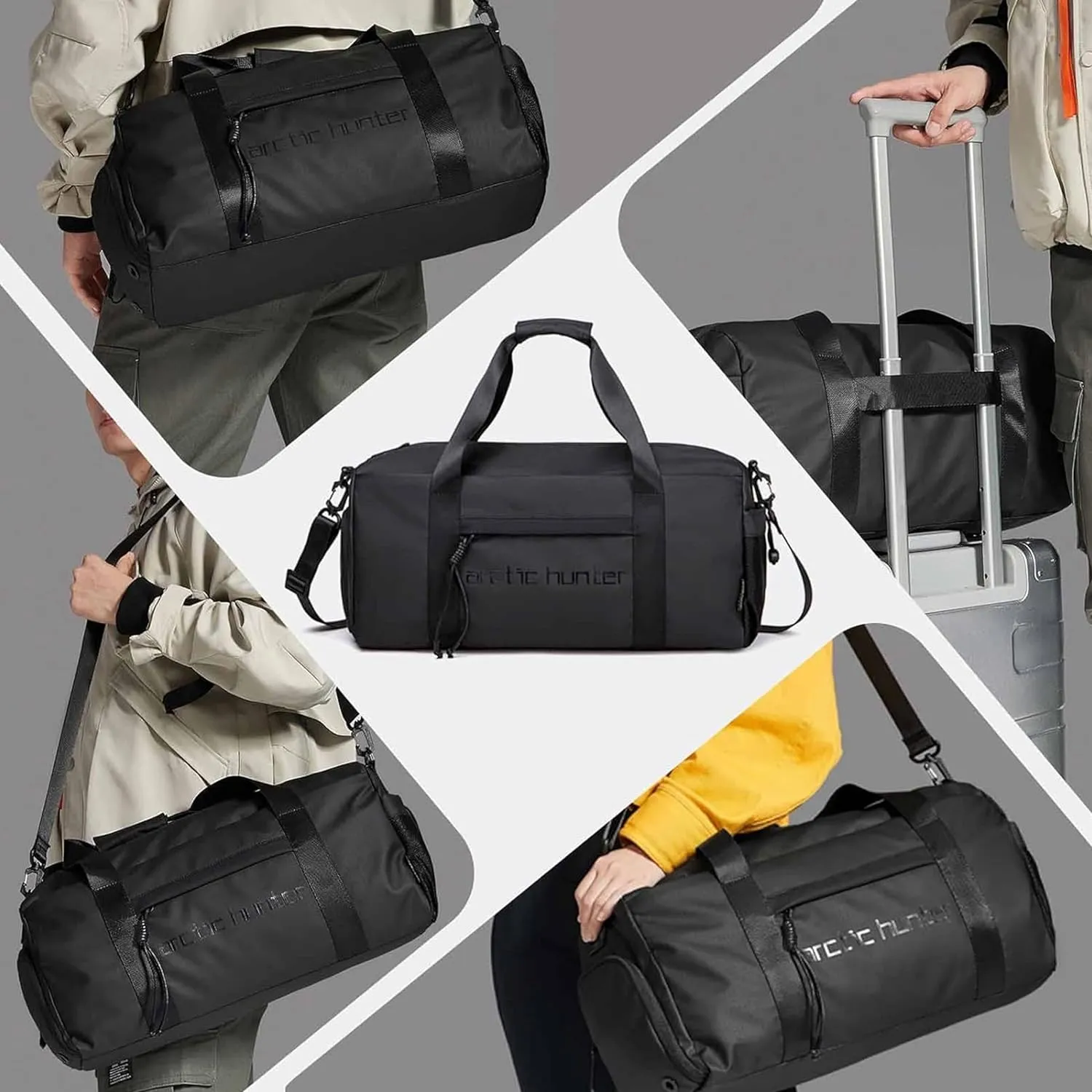 Arctic Hunter 25L Premium Gym Bag Water Resistant Duffel Bag with Shoe Compartment with Detachable Shoulder Straps for Men and Women, LX00537