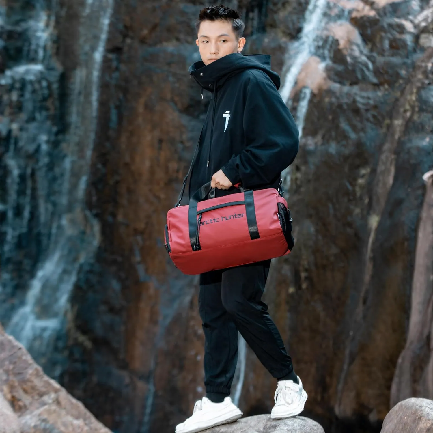 Arctic Hunter 25L Premium Gym Bag Water Resistant Duffel Bag with Shoe Compartment with Detachable Shoulder Straps for Men and Women, LX00537