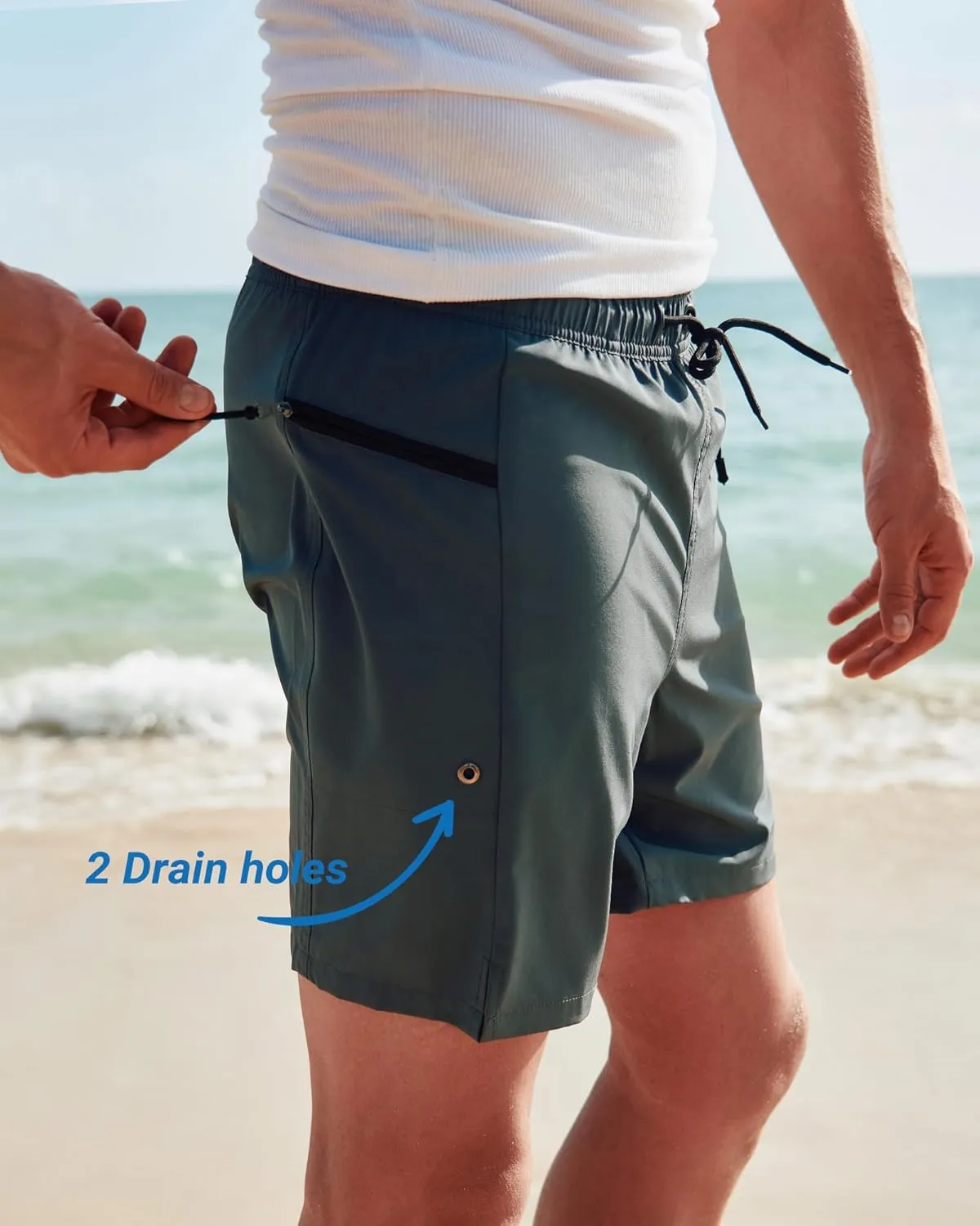 Arcweg Mens Swim Trunks with Compression Liner 7 Inch Quick Dry Beach Swimming Trunks 2 in 1 Swim Shorts with Zipper Pockets
