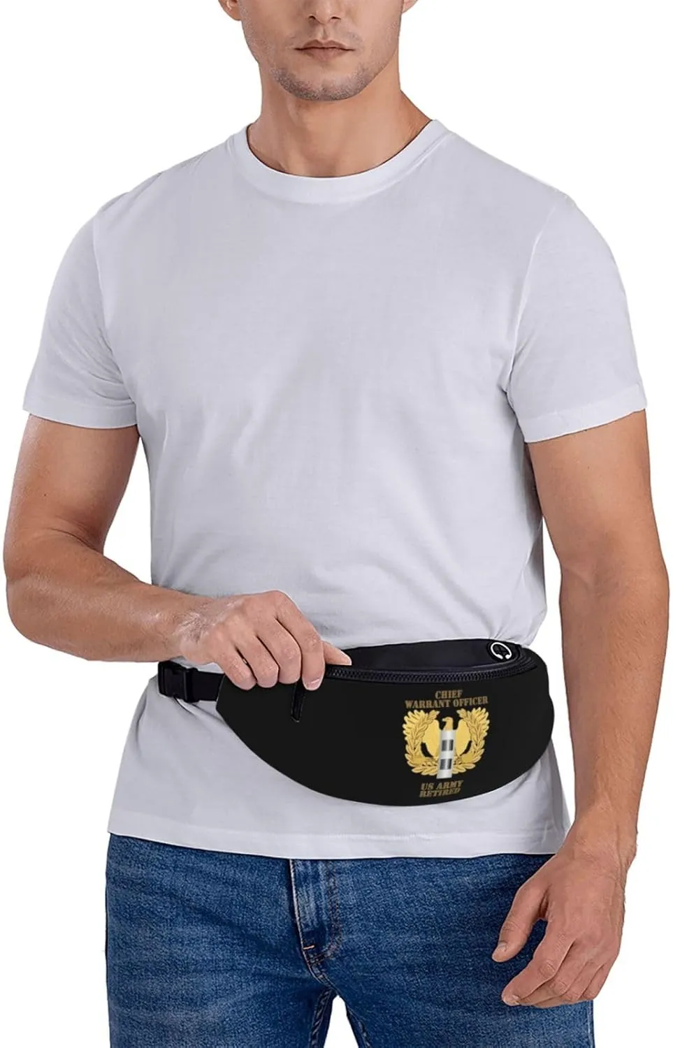 Army Retired Chief Warrant Officer Emblem Cw2 Unisex Leisure Waist Bag Outdoor Sports Running Waist Bag Business Travel Mobile Phone Bag