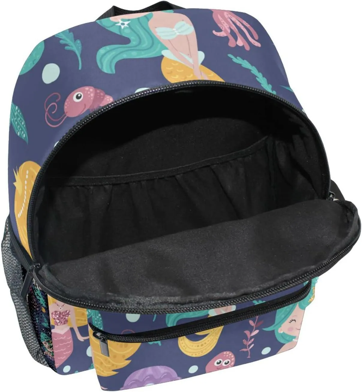 Aslsiy Custom Cute Mermaids Seaweed Fishes Toddler Backpack for Boys Girls Personalized Kids Backpack School Backpack with Chest Strap Preschool Nursery Travel Bag