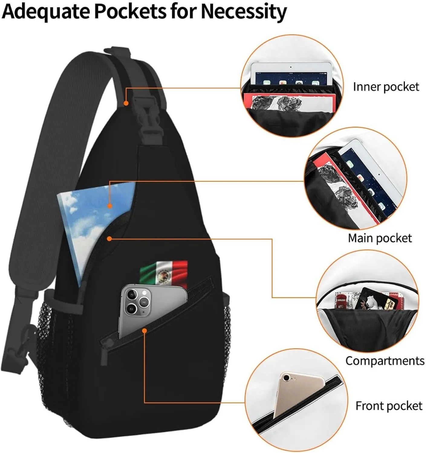 ASYG Mexico Sling Bag Mexico Flag Shoulder Bag Mexico Crossbody Chest Daypack Casual Backpack Bag for Mexican