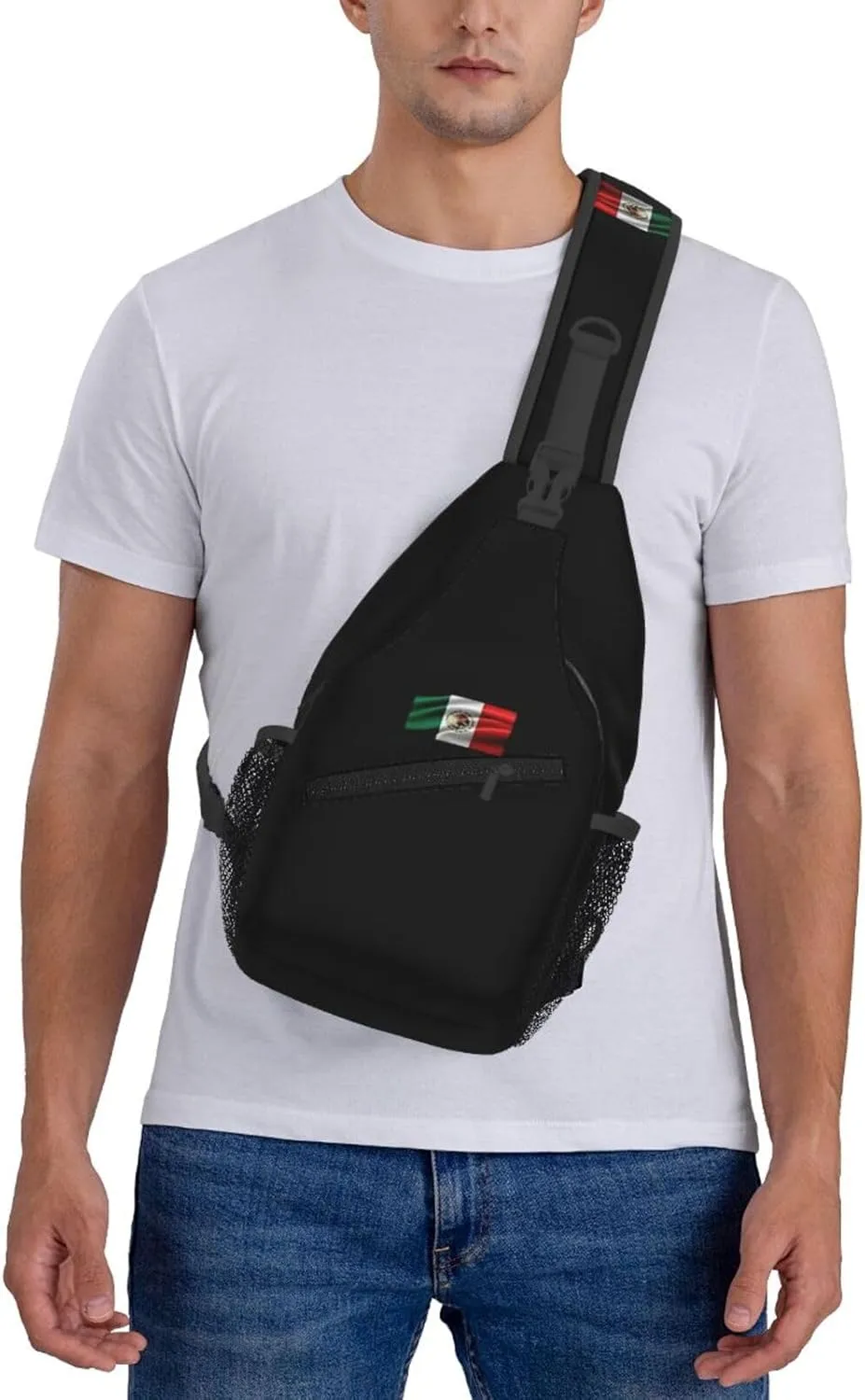 ASYG Mexico Sling Bag Mexico Flag Shoulder Bag Mexico Crossbody Chest Daypack Casual Backpack Bag for Mexican