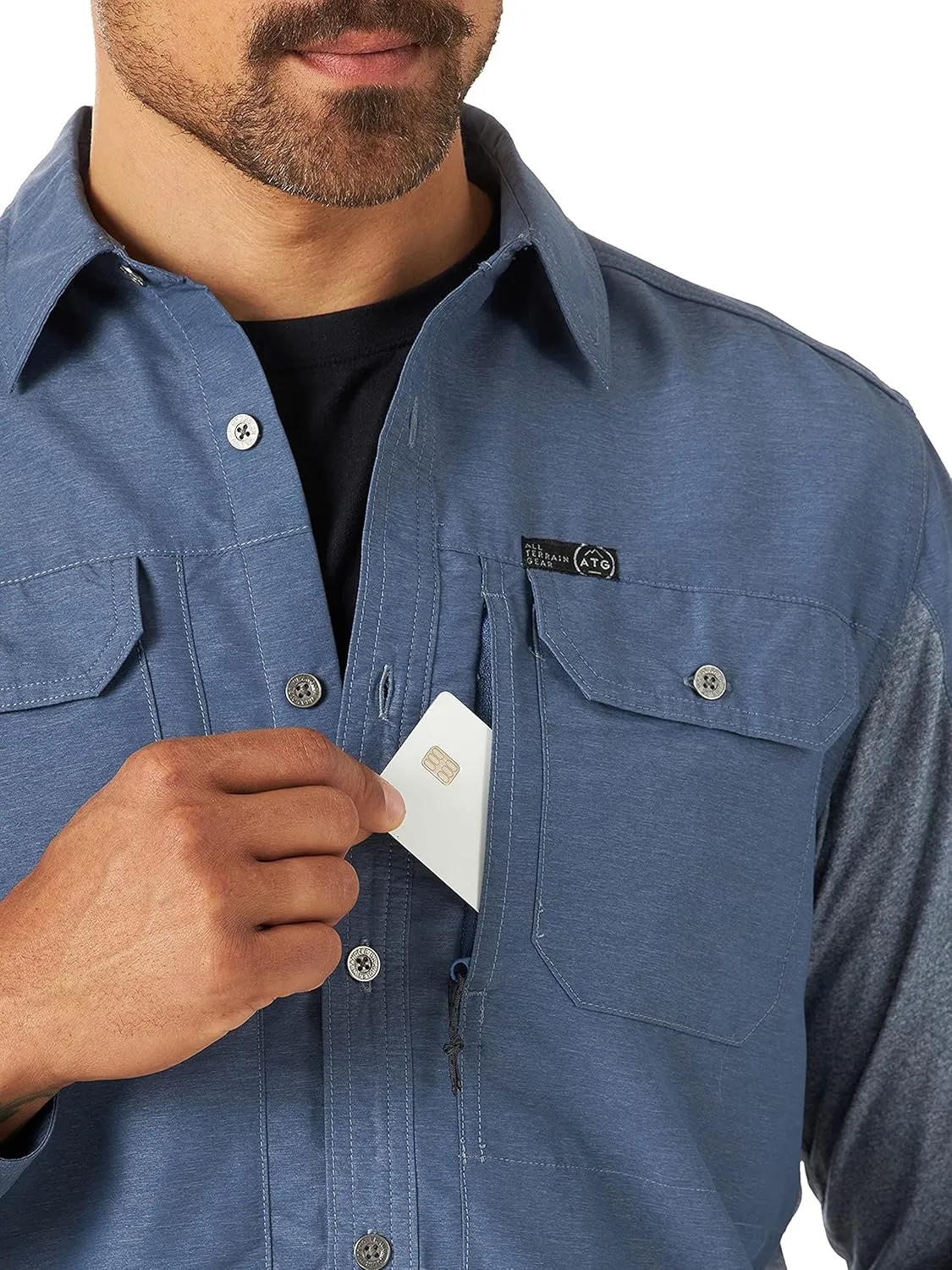 ATG by Wrangler Men's Long Sleeve Mixed Material Shirt