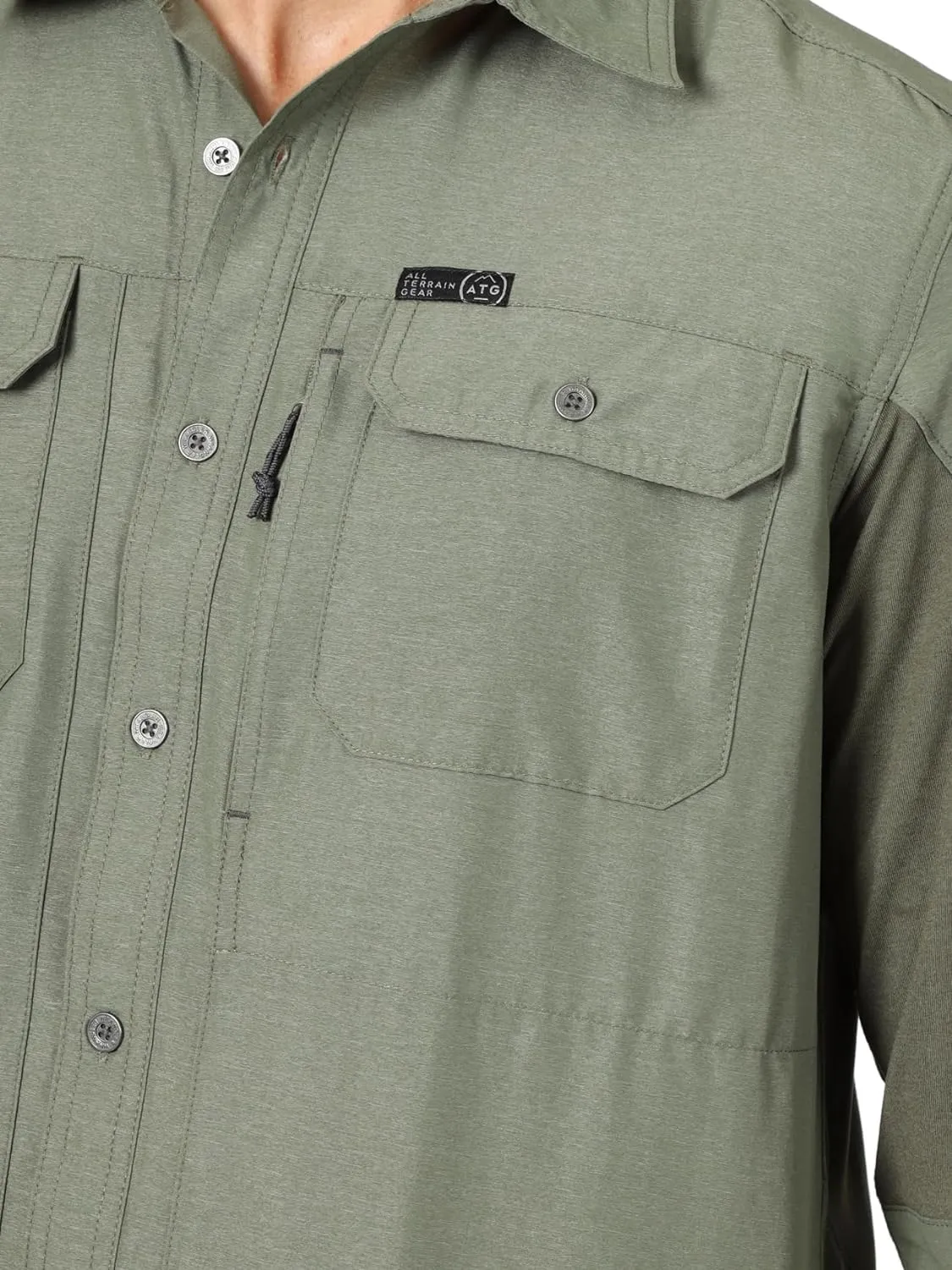 ATG by Wrangler Men's Long Sleeve Mixed Material Shirt