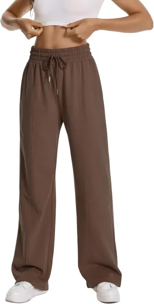 Auriviz Womens High Waisted Drawstring Sweatpants Straight Leg Pants Side Hidden Pockets Sweat Pants 30‘’ Inseam
