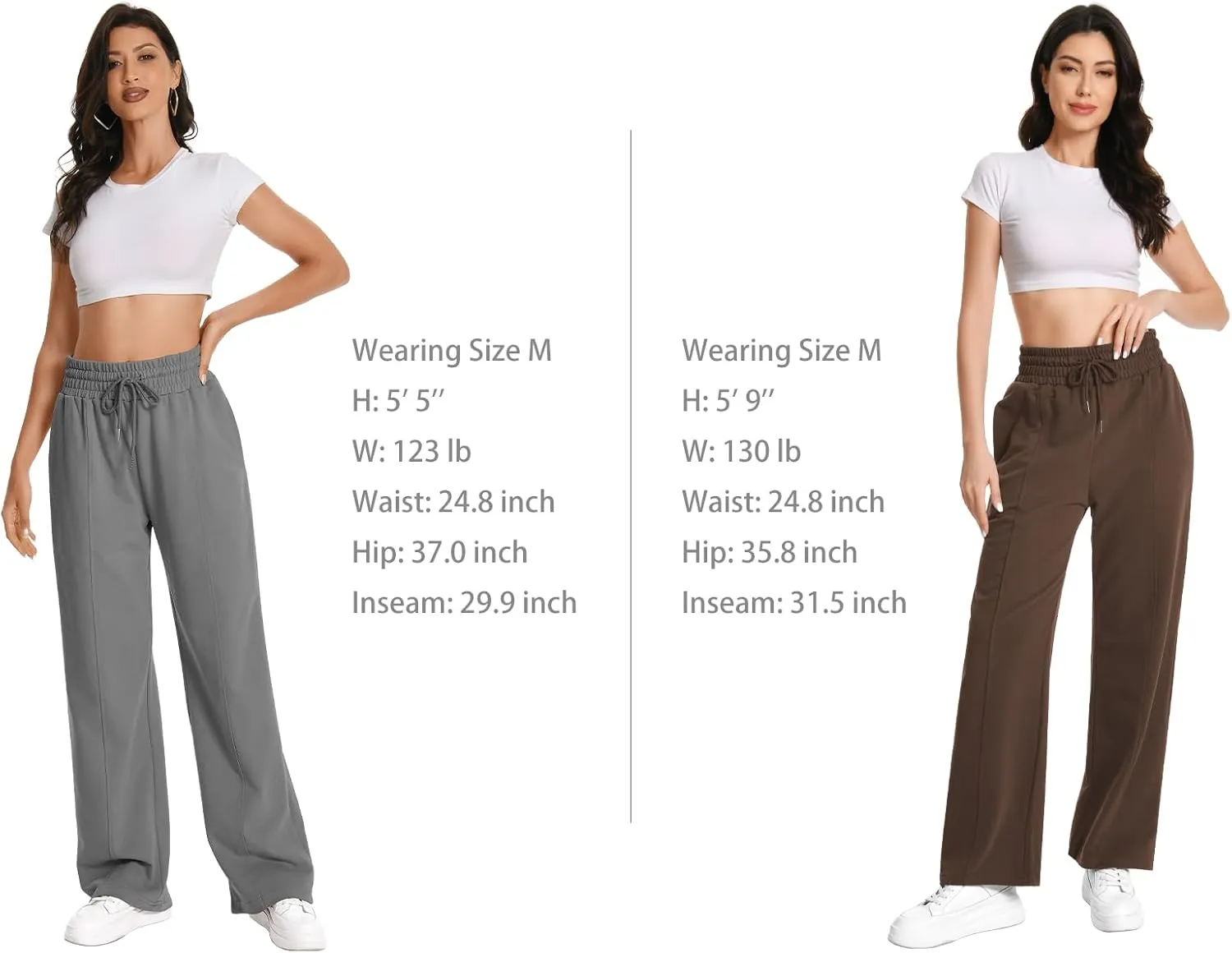 Auriviz Womens High Waisted Drawstring Sweatpants Straight Leg Pants Side Hidden Pockets Sweat Pants 30‘’ Inseam