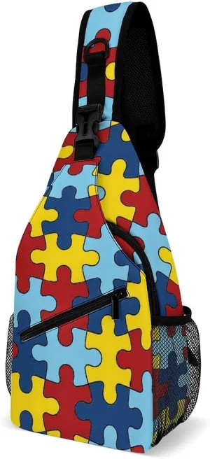 AUTISM AWARANESS A Spacious And Large Capacity Portable Adjustable Chest Bag