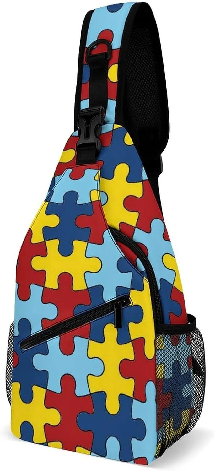 AUTISM AWARANESS A Spacious And Large Capacity Portable Adjustable Chest Bag