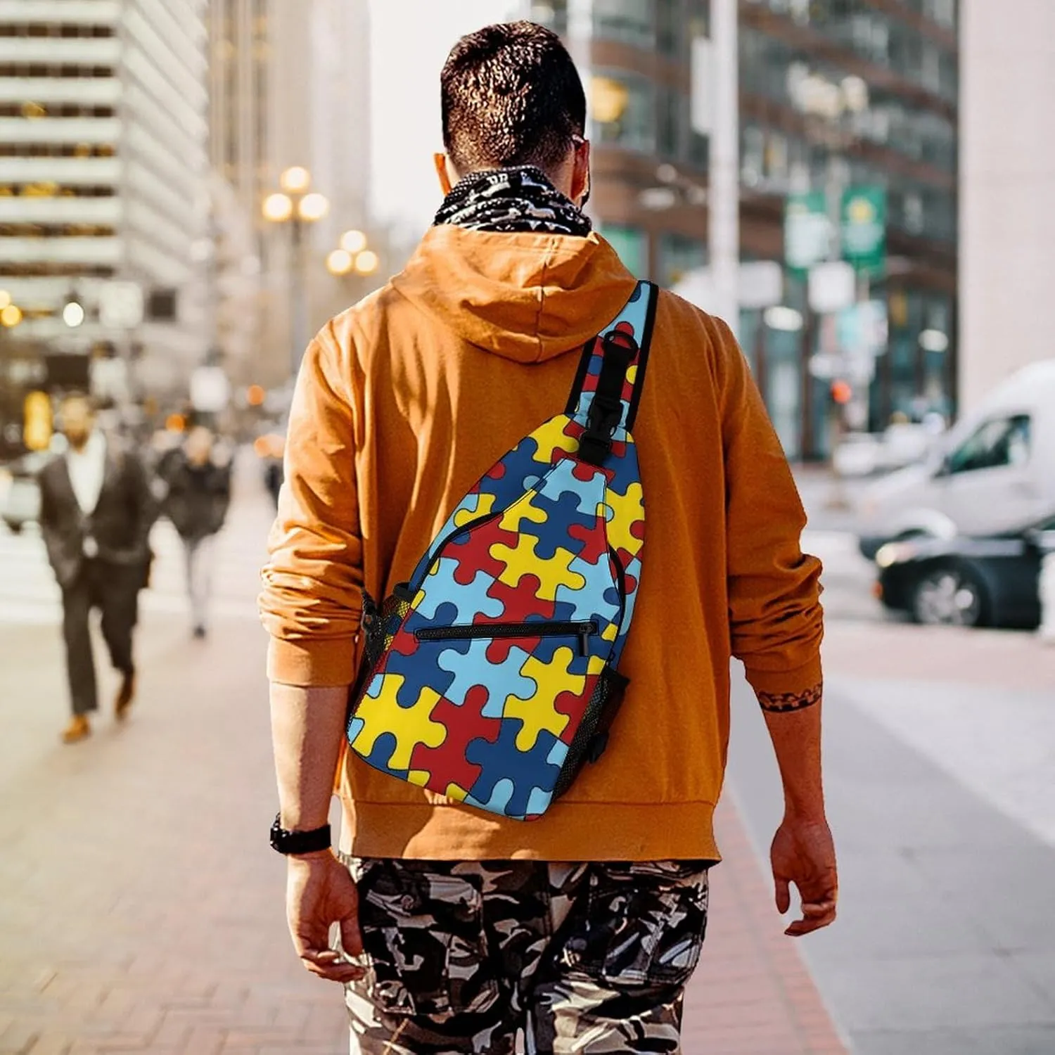 AUTISM AWARANESS A Spacious And Large Capacity Portable Adjustable Chest Bag
