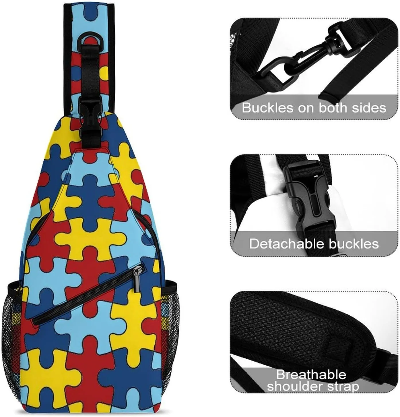 AUTISM AWARANESS A Spacious And Large Capacity Portable Adjustable Chest Bag