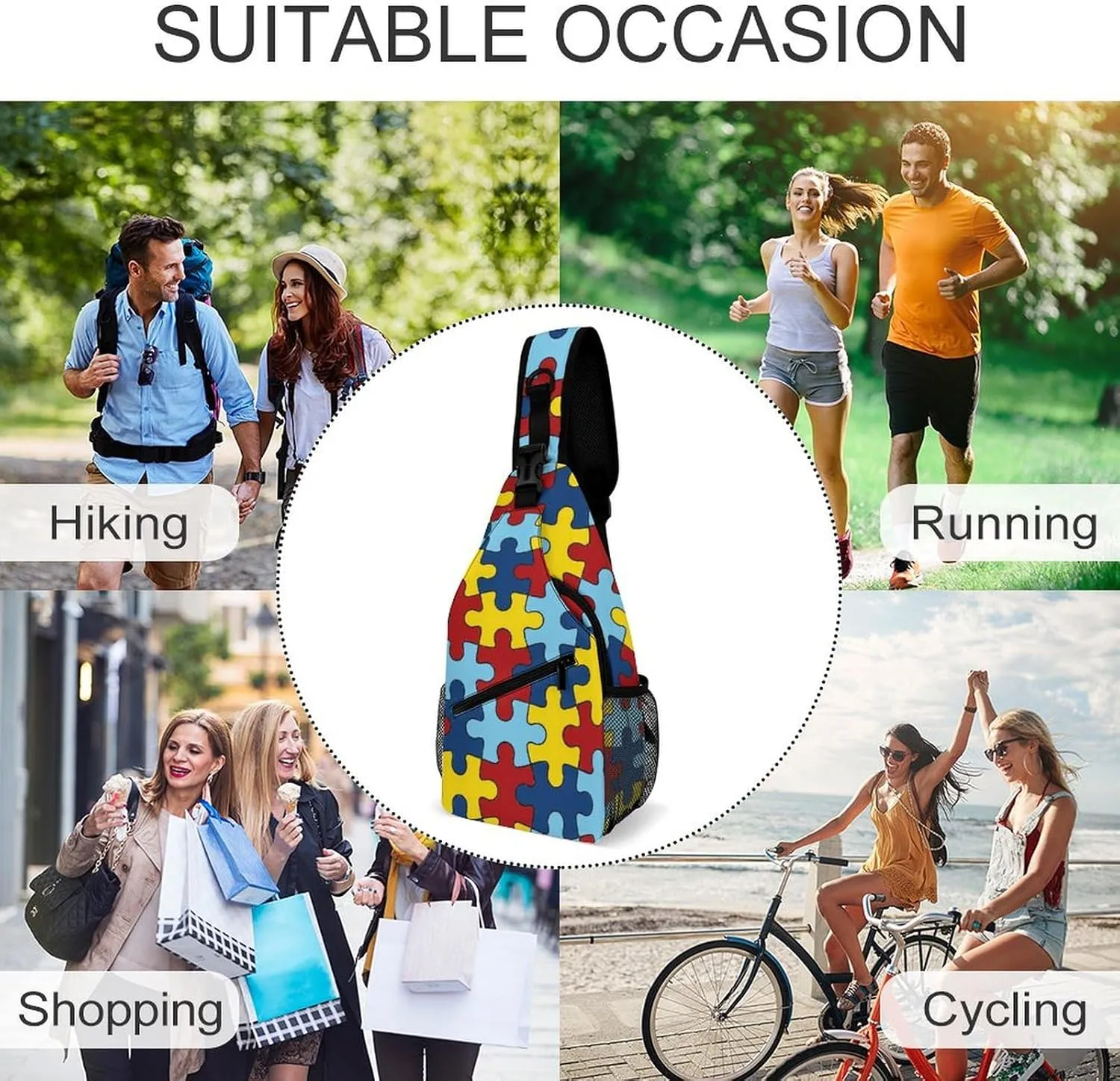 AUTISM AWARANESS A Spacious And Large Capacity Portable Adjustable Chest Bag