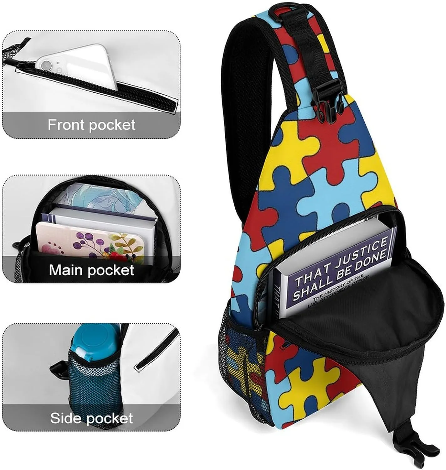 AUTISM AWARANESS A Spacious And Large Capacity Portable Adjustable Chest Bag