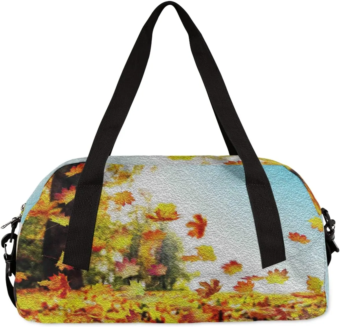 Autumn Fall Leaves Kids Duffel Bag for Girls Boys Teens, Oil Painting Dance Bag Overnight Small Duffel Bag Carry On Weekend Sports Gym Travel Bag for School Practice Gymnastics Ballet