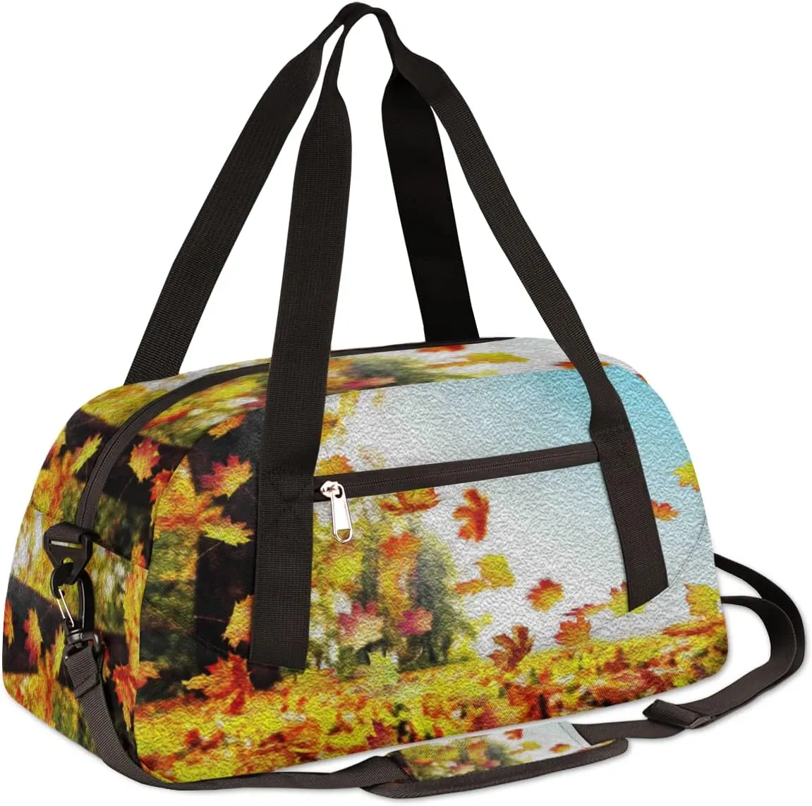 Autumn Fall Leaves Kids Duffel Bag for Girls Boys Teens, Oil Painting Dance Bag Overnight Small Duffel Bag Carry On Weekend Sports Gym Travel Bag for School Practice Gymnastics Ballet
