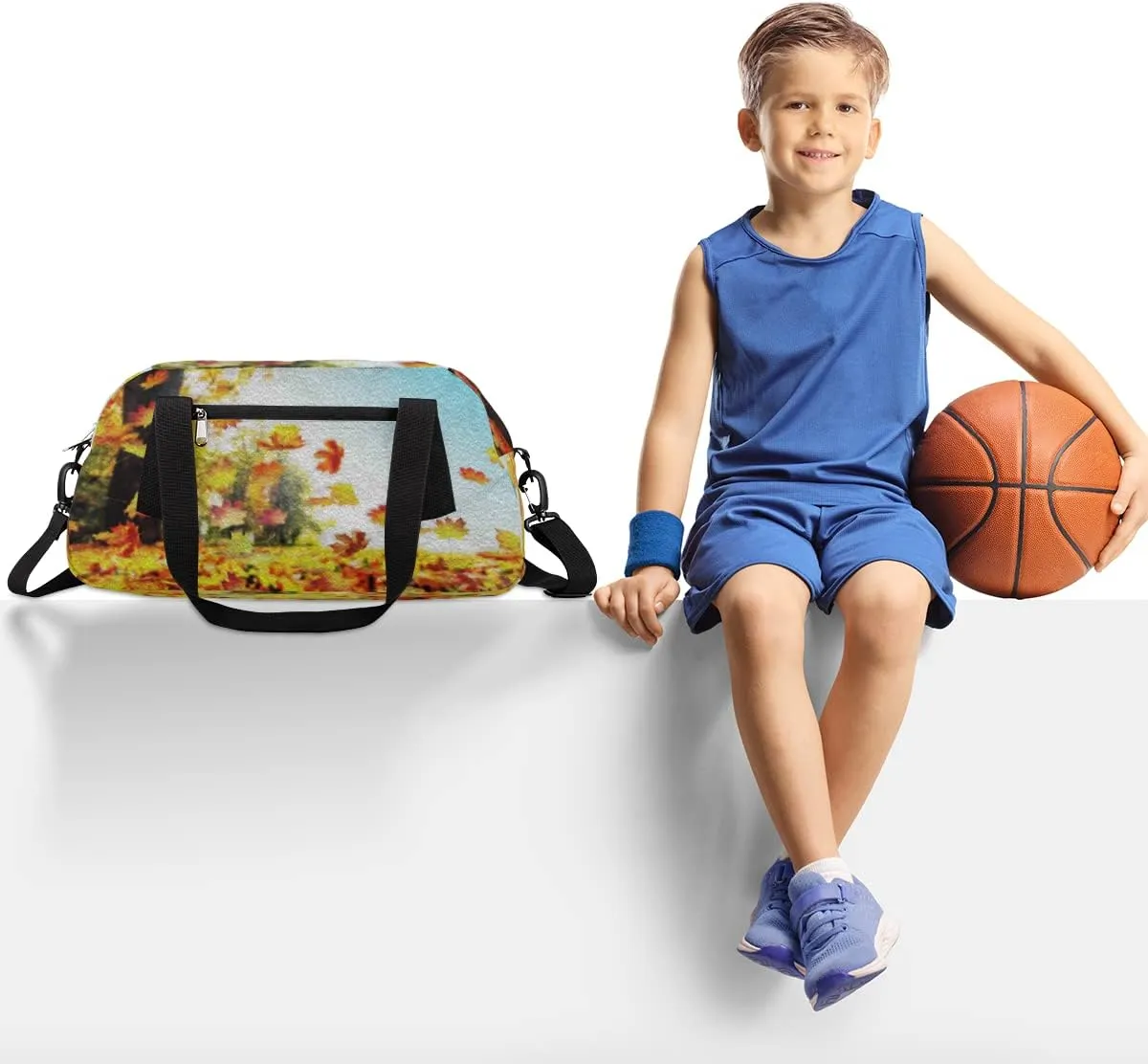 Autumn Fall Leaves Kids Duffel Bag for Girls Boys Teens, Oil Painting Dance Bag Overnight Small Duffel Bag Carry On Weekend Sports Gym Travel Bag for School Practice Gymnastics Ballet