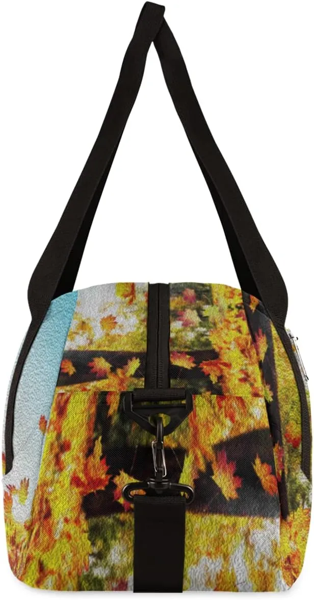 Autumn Fall Leaves Kids Duffel Bag for Girls Boys Teens, Oil Painting Dance Bag Overnight Small Duffel Bag Carry On Weekend Sports Gym Travel Bag for School Practice Gymnastics Ballet