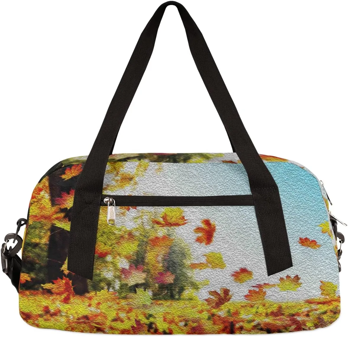 Autumn Fall Leaves Kids Duffel Bag for Girls Boys Teens, Oil Painting Dance Bag Overnight Small Duffel Bag Carry On Weekend Sports Gym Travel Bag for School Practice Gymnastics Ballet