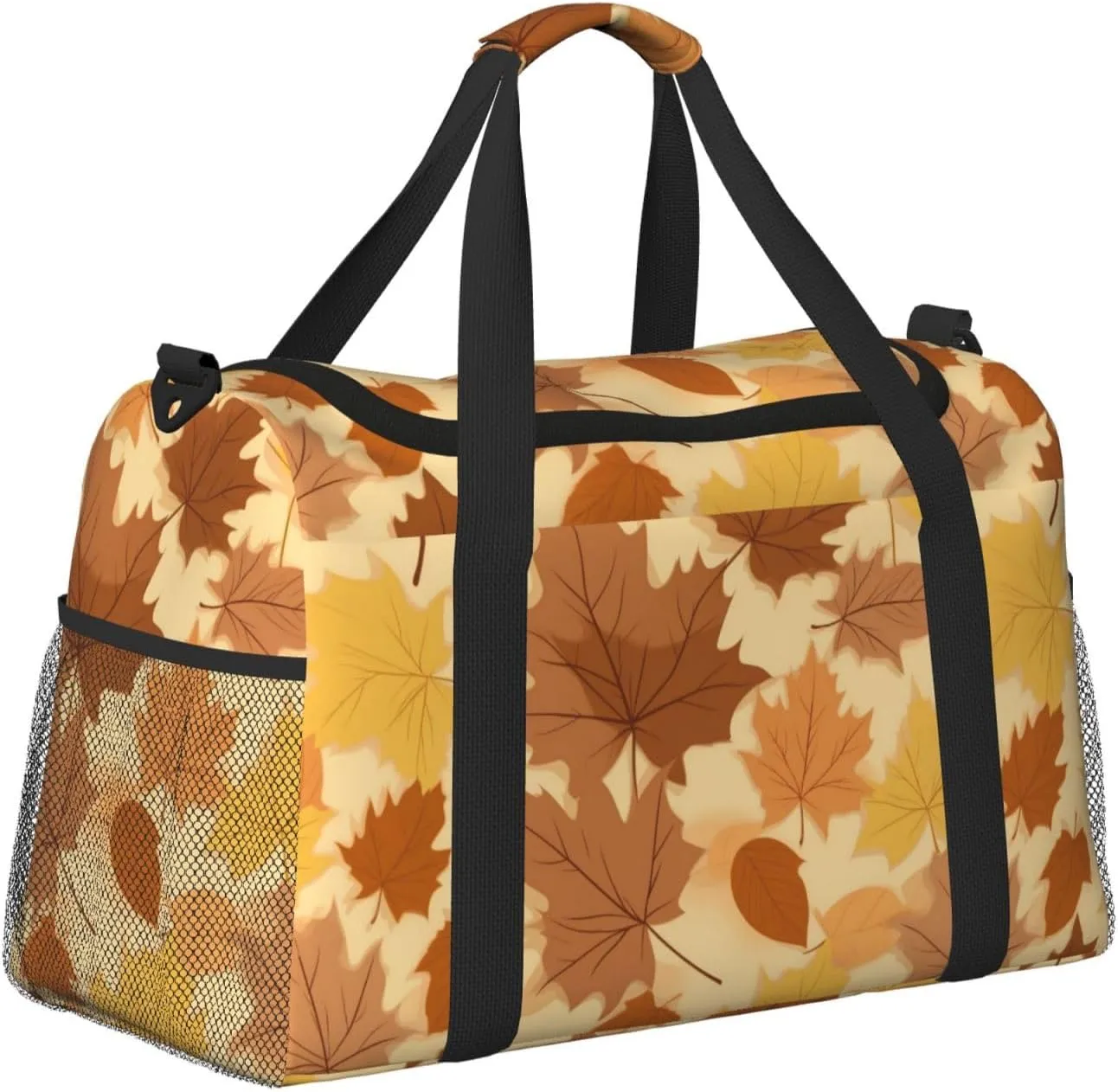 Autumn Maple Leaves Big Capacity Sports Gym Bag Portable Travel Duffle Bag, Thanksgiving Lightweight Weekender Workout Bag for Overnight, Unisex