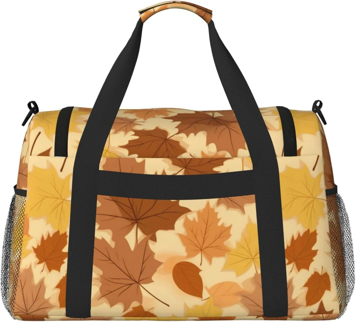 Autumn Maple Leaves Big Capacity Sports Gym Bag Portable Travel Duffle Bag, Thanksgiving Lightweight Weekender Workout Bag for Overnight, Unisex