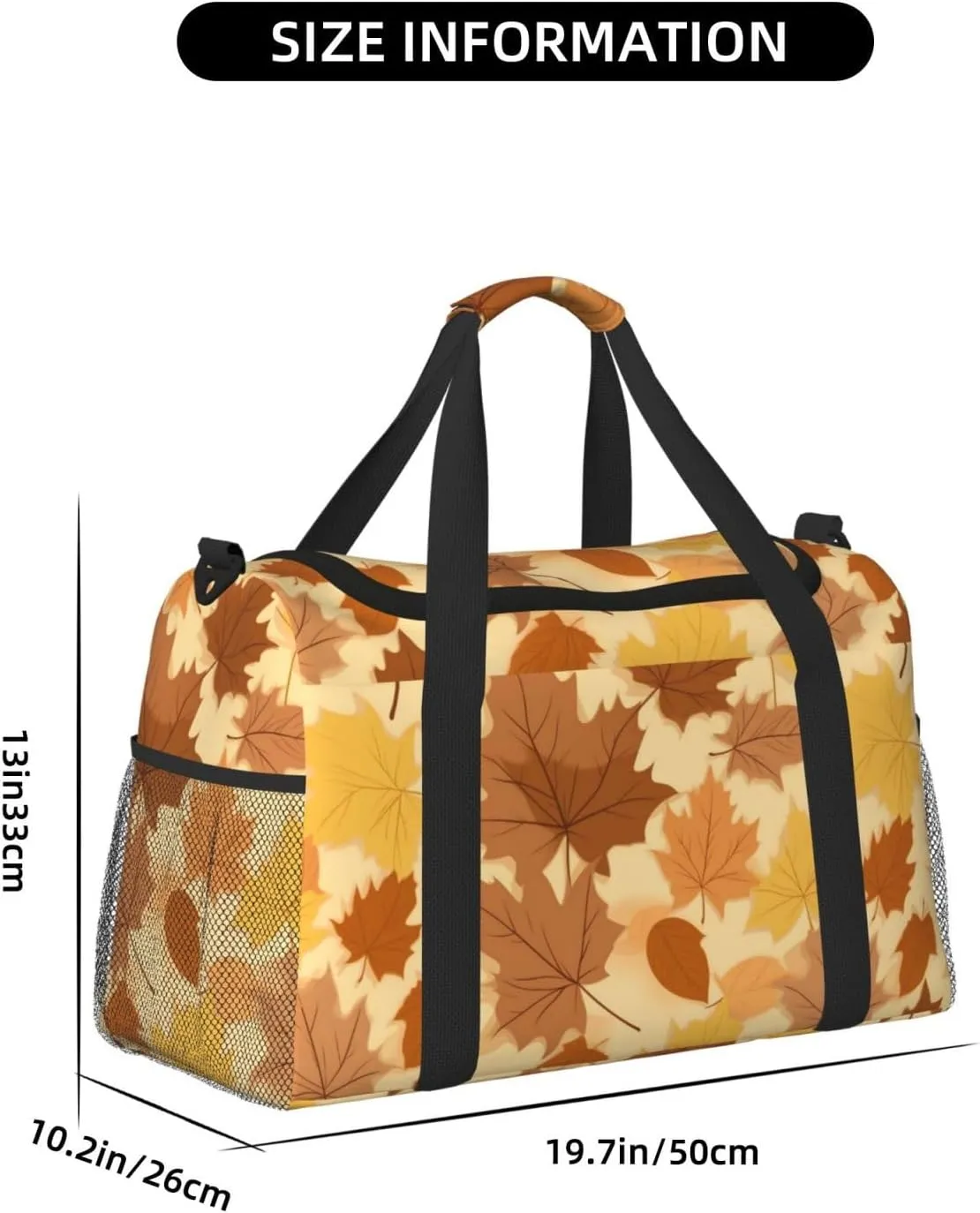 Autumn Maple Leaves Big Capacity Sports Gym Bag Portable Travel Duffle Bag, Thanksgiving Lightweight Weekender Workout Bag for Overnight, Unisex