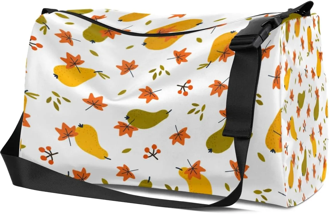 Autumn Pears Small Gym Bag for Men Women Workout Sport Duffle Bag Waterproof Weekender Overnight Bag Lightweight Carry on Tote Bag Crossbody Shoulder Travel Bag for Swim Yoge Dance
