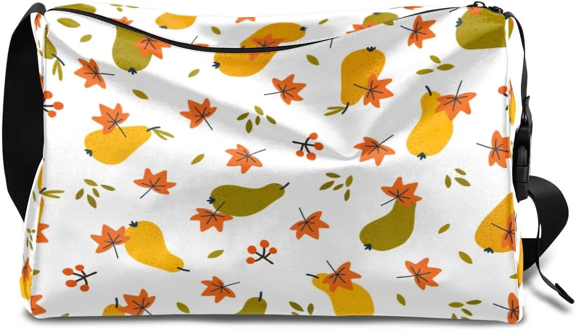 Autumn Pears Small Gym Bag for Men Women Workout Sport Duffle Bag Waterproof Weekender Overnight Bag Lightweight Carry on Tote Bag Crossbody Shoulder Travel Bag for Swim Yoge Dance