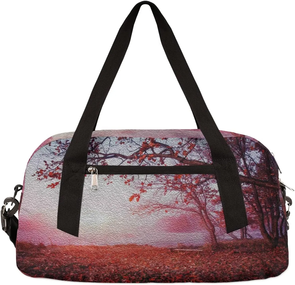 Autumn Red Leaves Fall Landscape Kids Duffel Bag for Girls Boys Teens, Oil Painting Dance Bag Overnight Small Duffel Bag Carry On Weekend Sports Gym Travel Bag for School Practice Gymnastics Ballet