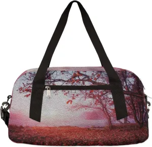Autumn Red Leaves Fall Landscape Kids Duffel Bag for Girls Boys Teens, Oil Painting Dance Bag Overnight Small Duffel Bag Carry On Weekend Sports Gym Travel Bag for School Practice Gymnastics Ballet