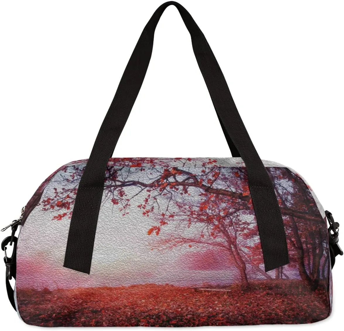 Autumn Red Leaves Fall Landscape Kids Duffel Bag for Girls Boys Teens, Oil Painting Dance Bag Overnight Small Duffel Bag Carry On Weekend Sports Gym Travel Bag for School Practice Gymnastics Ballet