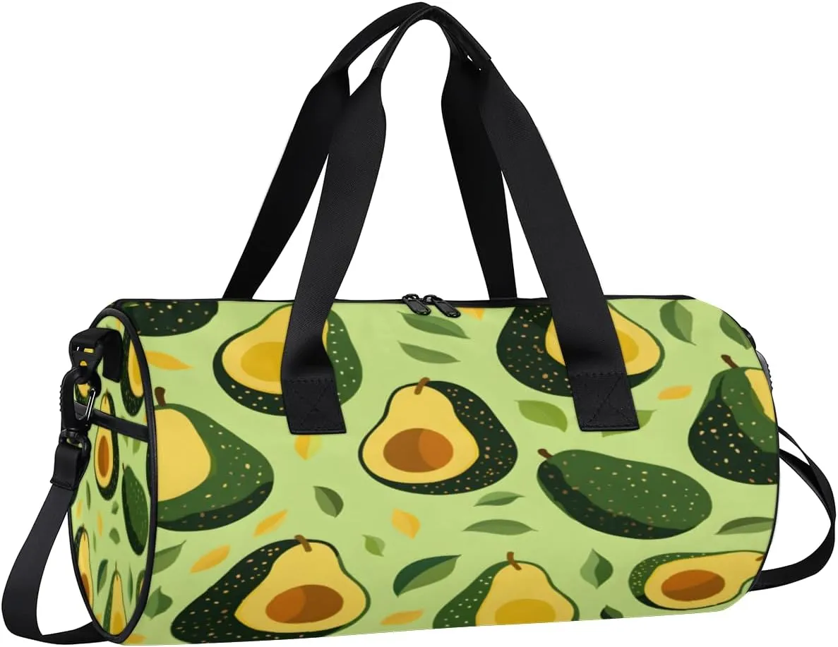Avocado Leaf Harmony Sports Duffel Bag with Shoulder Strap, Large Capacity Gym Bag with Shoe Compartment, Water Resistant Travel Duffle Bag for Men Women Travel, Sports (17.6x9x9 Inch)