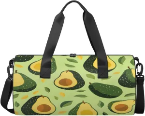 Avocado Leaf Harmony Sports Duffel Bag with Shoulder Strap, Large Capacity Gym Bag with Shoe Compartment, Water Resistant Travel Duffle Bag for Men Women Travel, Sports (17.6x9x9 Inch)