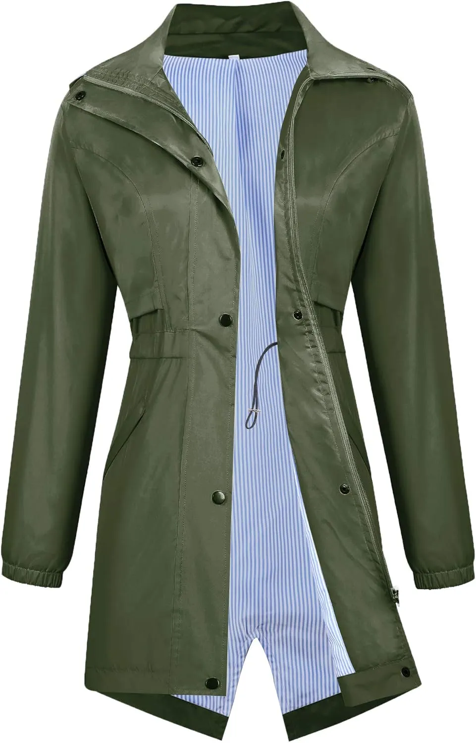 Avoogue Womens Raincoats Waterproof Cinch Waist Breathable All Weather Jacket Long