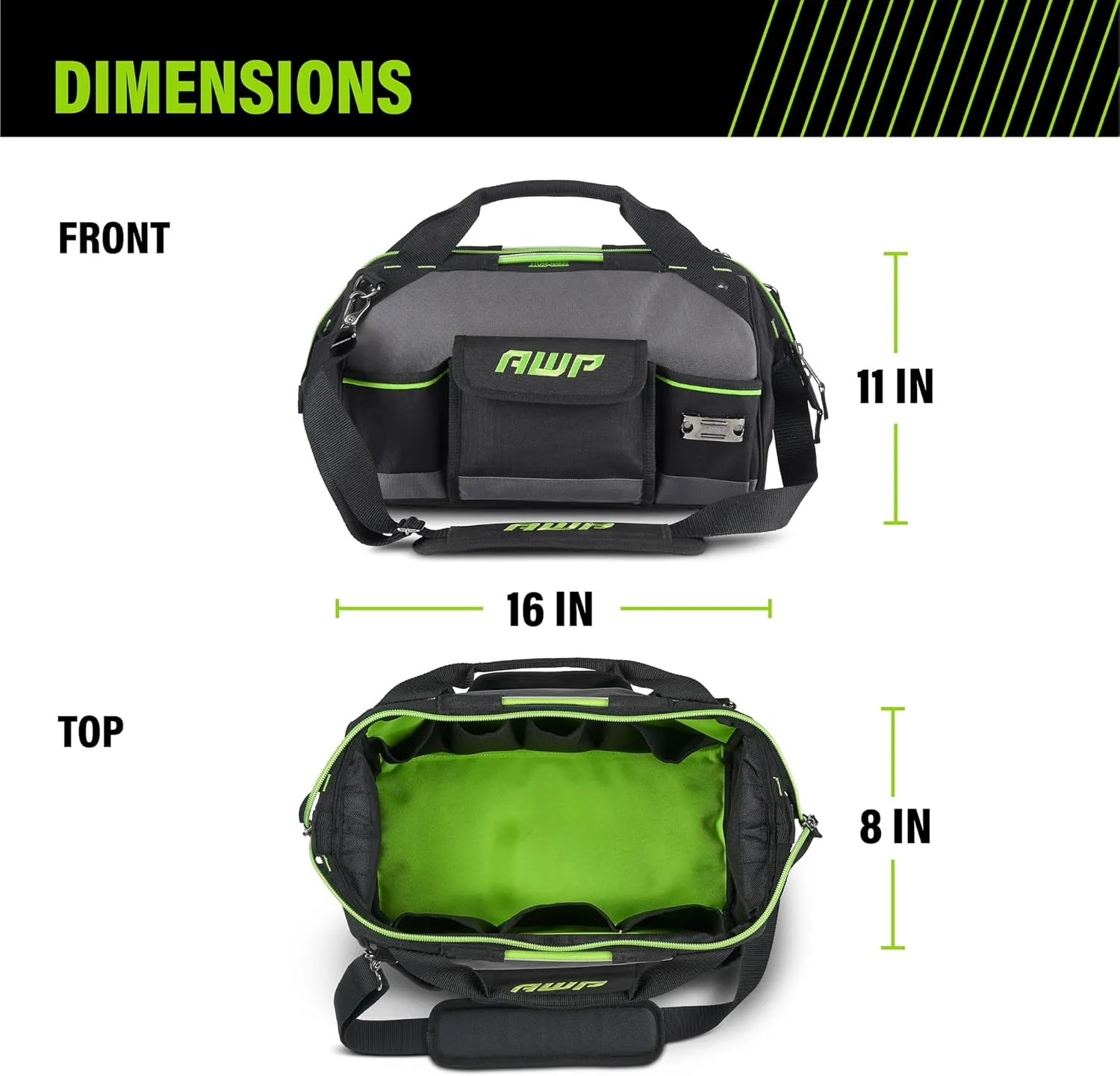 AWP Tool Bags, Premium Tool Bag, Black, Durable Tool Tote, for Professionals and Contractors