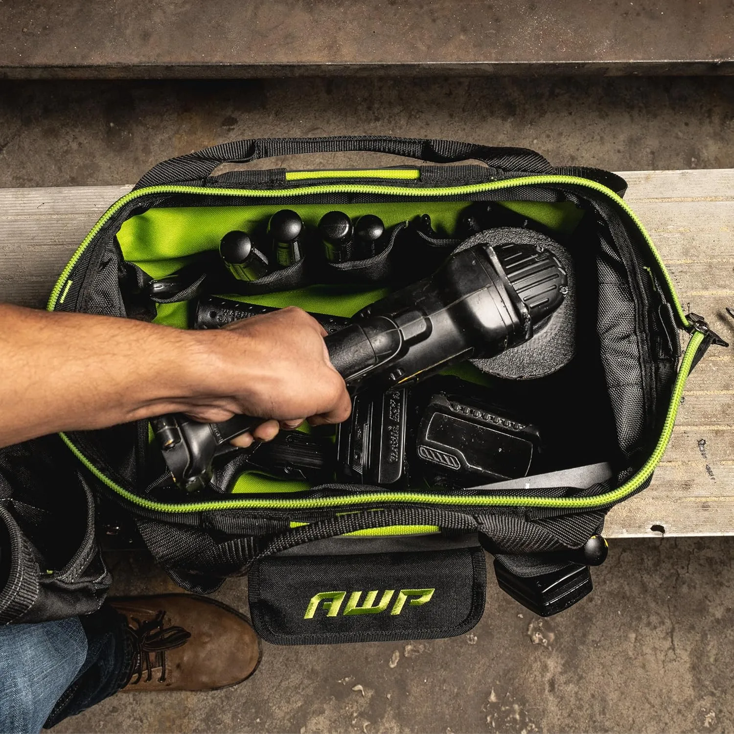 AWP Tool Bags, Premium Tool Bag, Black, Durable Tool Tote, for Professionals and Contractors