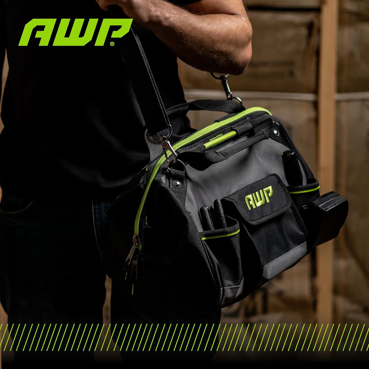 AWP Tool Bags, Premium Tool Bag, Black, Durable Tool Tote, for Professionals and Contractors