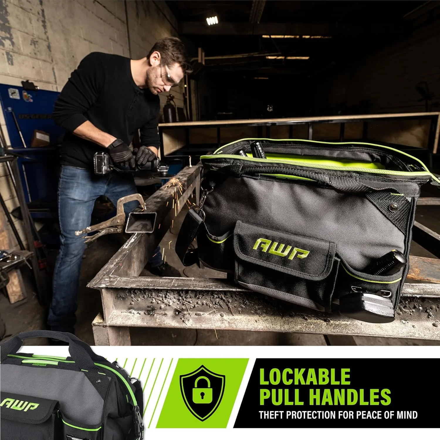 AWP Tool Bags, Premium Tool Bag, Black, Durable Tool Tote, for Professionals and Contractors