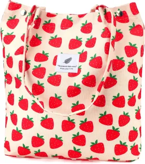 Ayieyill Corduroy Tote Bag for Women Canvas Shoulder Cord Purse with Inner Pocket