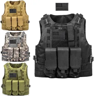 AZB Tactical Vest Adjustable Airsoft Paintball Vest with Removable Pouch