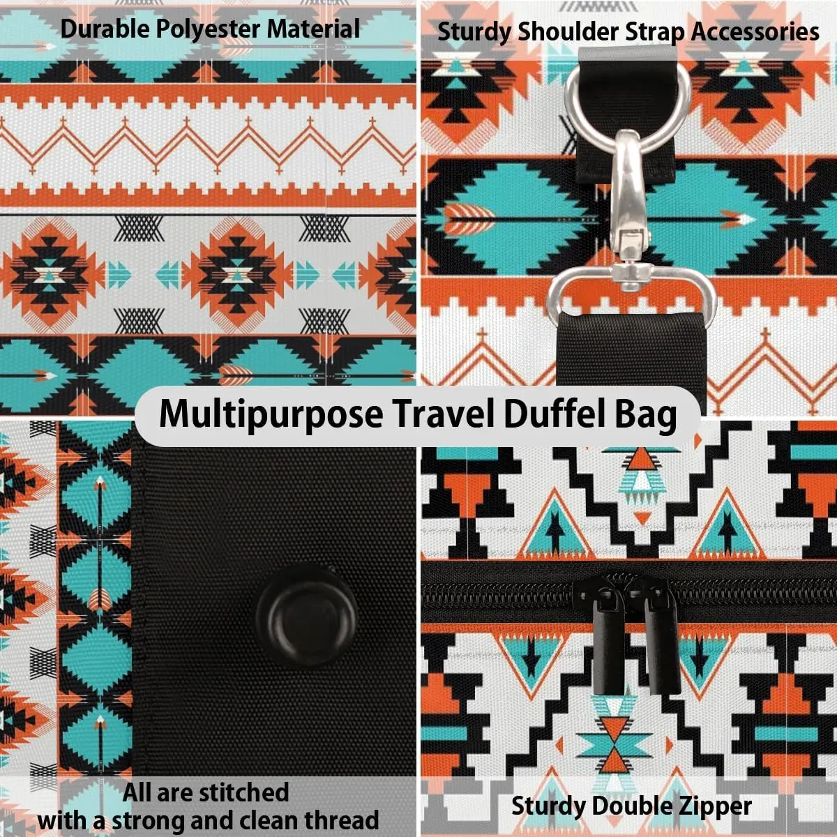 Aztec Sport Gym Bag Overnight Duffle Bags Travel Weekender Sleepover Bags Waterproof Yoga Carry on Tote Bag