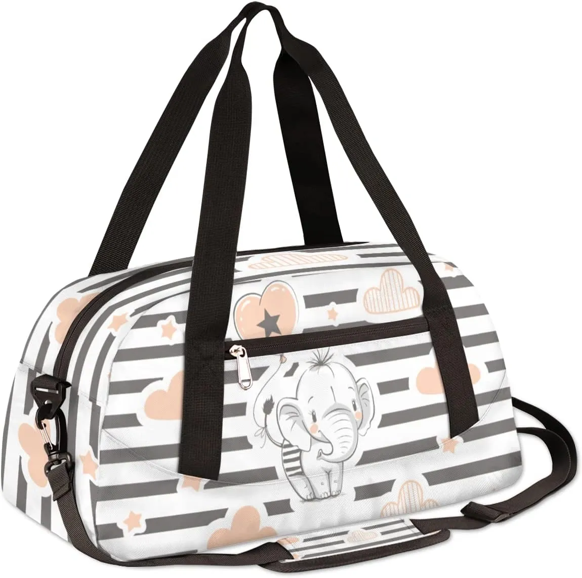 Baby Elephant Kids Duffel Bag for Girls Boys Teens, Streaks Dance Bag Overnight Small Duffel Bag Carry On Weekend Sports Gym Travel Bag for School Practice Gymnastics Ballet