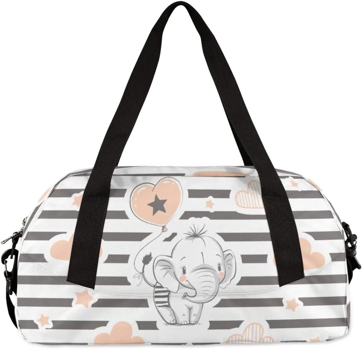 Baby Elephant Kids Duffel Bag for Girls Boys Teens, Streaks Dance Bag Overnight Small Duffel Bag Carry On Weekend Sports Gym Travel Bag for School Practice Gymnastics Ballet