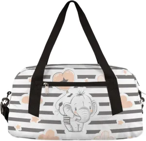 Baby Elephant Kids Duffel Bag for Girls Boys Teens, Streaks Dance Bag Overnight Small Duffel Bag Carry On Weekend Sports Gym Travel Bag for School Practice Gymnastics Ballet